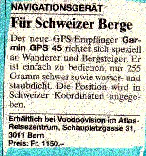  24.09.1994 - Der BundNavigationsgerät - für Schweizer Berge